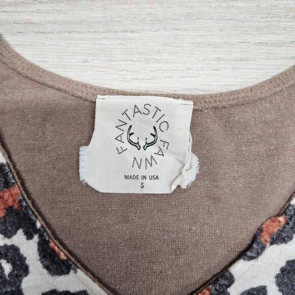 Fantastic Fawn Womens Brown Leopard Colorblock Oversized Sweater Small - Picture 9 of 10